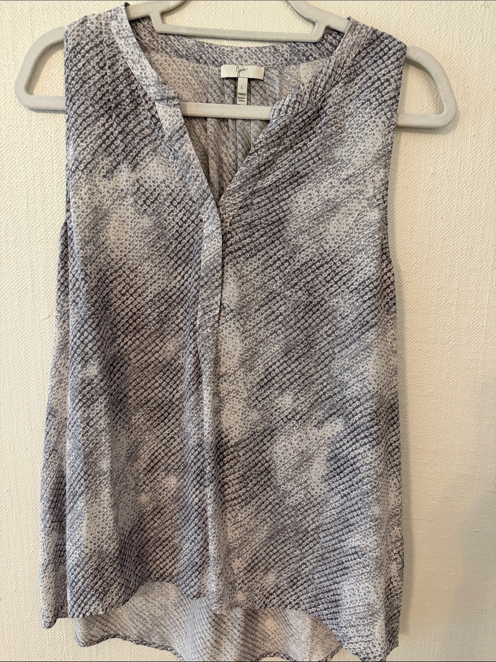 Joie 100% Silk Sleeveless Printed Blouse Gray White Size